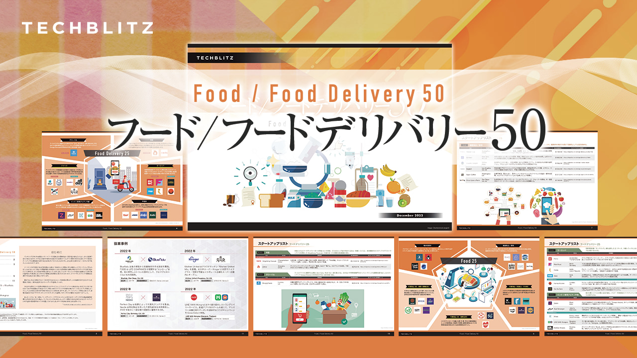代替食品に健康食品 / 飲料、デリバリーのスタートアップまで…【フード / フードデリバリー50レポート】
