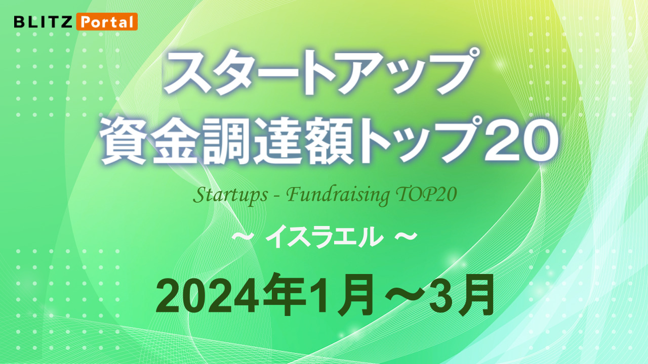 イスラエルのスタートアップ資金調達額トップ20【2024年1月〜3月】